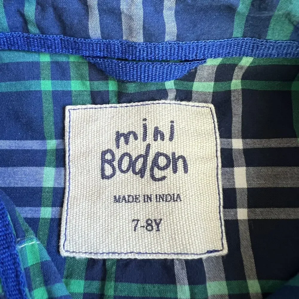 Mini Boden Plaid Button Down 7-8 - Picture 8 of 10